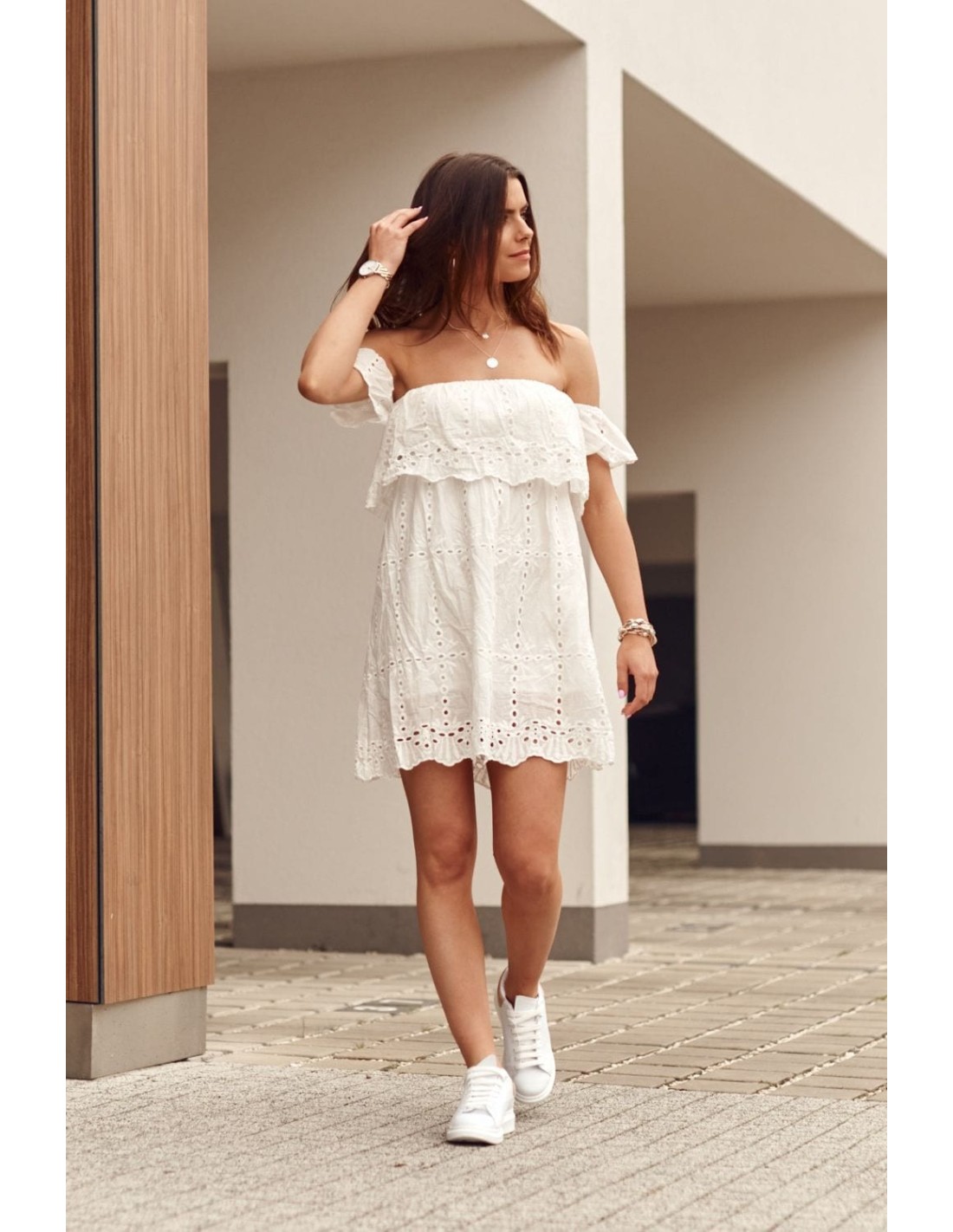 Cream off-the-shoulder dress 1718 - Online store - Boutique